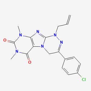 molecular formula C18H17ClN6O2 B2502358 1-烯丙基-3-(4-氯苯基)-7,9-二甲基-7,9-二氢-[1,2,4]三嗪并[3,4-f]嘌呤-6,8(1H,4H)-二酮 CAS No. 898448-55-0