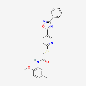 molecular formula C23H20N4O3S B2502360 N-(2-methoxy-5-methylphenyl)-2-((5-(3-phenyl-1,2,4-oxadiazol-5-yl)pyridin-2-yl)thio)acetamide CAS No. 1251588-20-1