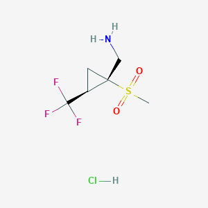 molecular formula C6H11ClF3NO2S B2502385 [(1S,2R)-1-Methylsulfonyl-2-(trifluoromethyl)cyclopropyl]methanamine;hydrochloride CAS No. 2253631-70-6