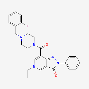 molecular formula C26H26FN5O2 B2502386 5-ethyl-7-(4-(2-fluorobenzyl)piperazine-1-carbonyl)-2-phenyl-2H-pyrazolo[4,3-c]pyridin-3(5H)-one CAS No. 1040649-61-3