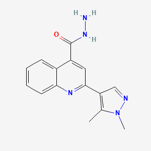 molecular formula C15H15N5O B2502387 2-(1,5-二甲基-1H-吡唑-4-基)喹啉-4-碳酰肼 CAS No. 1004643-74-6