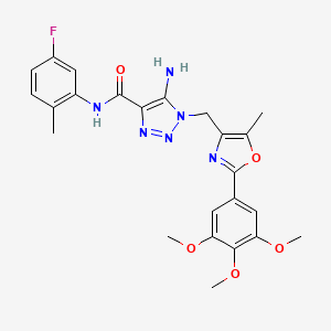 molecular formula C24H25FN6O5 B2502390 5-amino-N-(5-fluoro-2-methylphenyl)-1-{[5-methyl-2-(3,4,5-trimethoxyphenyl)-1,3-oxazol-4-yl]methyl}-1H-1,2,3-triazole-4-carboxamide CAS No. 1251584-45-8
