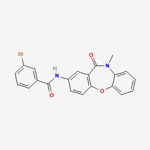 molecular formula C21H15BrN2O3 B2502398 3-bromo-N-(10-methyl-11-oxo-10,11-dihydrodibenzo[b,f][1,4]oxazepin-2-yl)benzamide CAS No. 922131-97-3