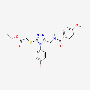 ethyl 2-((4-(4-fluorophenyl)-5-((4-methoxybenzamido)methyl)-4H-1,2,4-triazol-3-yl)thio)acetate