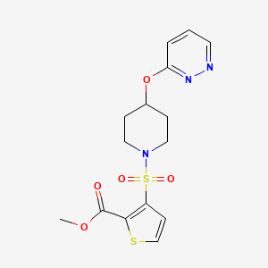 molecular formula C15H17N3O5S2 B2502414 Methyl 3-((4-(pyridazin-3-yloxy)piperidin-1-yl)sulfonyl)thiophene-2-carboxylate CAS No. 1796969-07-7