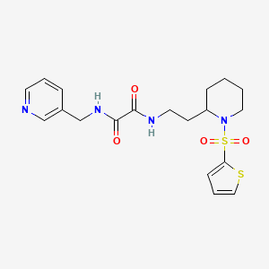 molecular formula C19H24N4O4S2 B2502418 N1-(吡啶-3-基甲基)-N2-(2-(1-(噻吩-2-基磺酰)哌啶-2-基)乙基)草酰胺 CAS No. 898425-70-2