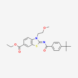 molecular formula C24H28N2O4S B2502424 (Z)-乙基2-((4-(叔丁基)苯甲酰)亚氨基)-3-(2-甲氧基乙基)-2,3-二氢苯并[d]噻唑-6-羧酸酯 CAS No. 864975-18-8