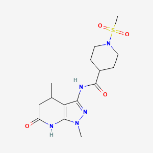 molecular formula C15H23N5O4S B2502426 N-(1,4-dimethyl-6-oxo-4,5,6,7-tetrahydro-1H-pyrazolo[3,4-b]pyridin-3-yl)-1-(methylsulfonyl)piperidine-4-carboxamide CAS No. 1171731-41-1