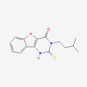 molecular formula C15H16N2O2S B2502430 3-(3-methylbutyl)-2-thioxo-2,3-dihydro[1]benzofuro[3,2-d]pyrimidin-4(1H)-one CAS No. 892287-75-1