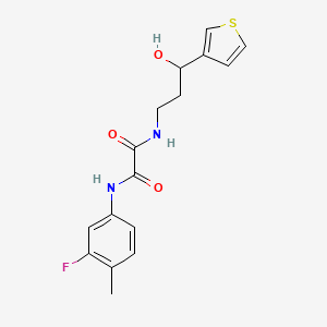 molecular formula C16H17FN2O3S B2502434 N1-(3-fluoro-4-methylphenyl)-N2-(3-hydroxy-3-(thiophen-3-yl)propyl)oxalamide CAS No. 2034456-06-7