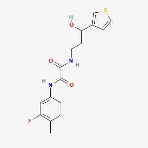 molecular formula C16H17FN2O3S B2502434 N'-(3-fluoro-4-methylphenyl)-N-[3-hydroxy-3-(thiophen-3-yl)propyl]ethanediamide CAS No. 2034456-06-7