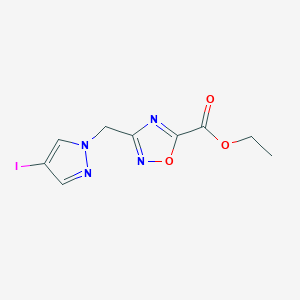 molecular formula C9H9IN4O3 B2502465 Ethyl 3-((4-iodo-1H-pyrazol-1-yl)methyl)-1,2,4-oxadiazole-5-carboxylate CAS No. 956263-70-0