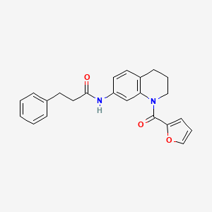 molecular formula C23H22N2O3 B2502474 N-[1-(2-furoyl)-1,2,3,4-tetrahydroquinolin-7-yl]-3-phenylpropanamide CAS No. 946367-30-2