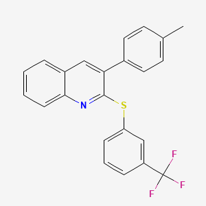 molecular formula C23H16F3NS B2502488 3-(4-Methylphenyl)-2-{[3-(trifluoromethyl)phenyl]sulfanyl}quinoline CAS No. 339102-64-6