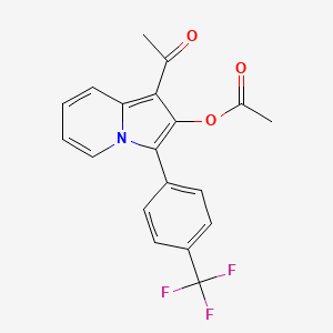 molecular formula C19H14F3NO3 B2502492 1-乙酰基-3-[4-(三氟甲基)苯基]-2-吲哚并嗪基乙酸酯 CAS No. 477870-94-3