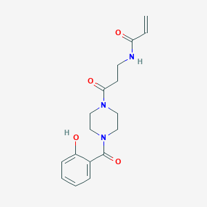 molecular formula C17H21N3O4 B2502496 N-[3-[4-(2-Hydroxybenzoyl)piperazin-1-yl]-3-oxopropyl]prop-2-enamide CAS No. 2201279-59-4