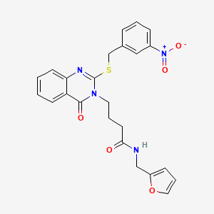 N-(furan-2-ylmethyl)-4-[2-[(3-nitrophenyl)methylsulfanyl]-4-oxoquinazolin-3-yl]butanamide