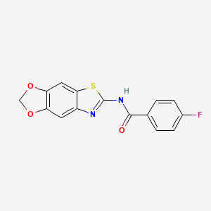 molecular formula C15H9FN2O3S B2502502 N-([1,3]二氧杂[4,5-f][1,3]苯并噻唑-6-基)-4-氟苯甲酰胺 CAS No. 892854-05-6
