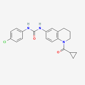 molecular formula C20H20ClN3O2 B2502509 1-(4-Chlorophenyl)-3-(1-(cyclopropanecarbonyl)-1,2,3,4-tetrahydroquinolin-6-yl)urea CAS No. 1203407-18-4