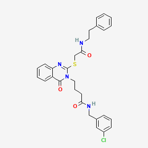 N-(3-chlorobenzyl)-4-(4-oxo-2-((2-oxo-2-(phenethylamino)ethyl)thio)quinazolin-3(4H)-yl)butanamide