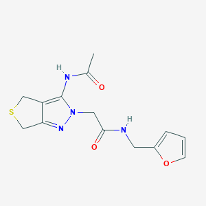 molecular formula C14H16N4O3S B2502512 2-(3-乙酰氨基-4,6-二氢-2H-噻吩并[3,4-c]吡唑-2-基)-N-(呋喃-2-基甲基)乙酰胺 CAS No. 1105206-36-7