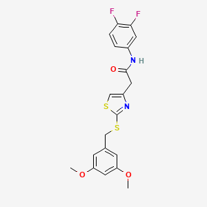 molecular formula C20H18F2N2O3S2 B2502519 N-(3,4-二氟苯基)-2-(2-((3,5-二甲氧基苄基)硫代)噻唑-4-基)乙酰胺 CAS No. 954092-11-6