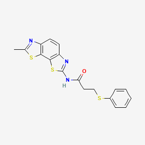 molecular formula C18H15N3OS3 B2502526 N-(7-methyl-[1,3]thiazolo[4,5-g][1,3]benzothiazol-2-yl)-3-phenylsulfanylpropanamide CAS No. 477242-89-0