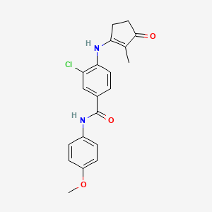 3-Chloranyl-~{n}-(4-Methoxyphenyl)-4-[(2-Methyl-3-Oxidanylidene-Cyclopenten-1-Yl)amino]benzamide