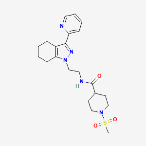 molecular formula C21H29N5O3S B2502574 1-(methylsulfonyl)-N-(2-(3-(pyridin-2-yl)-4,5,6,7-tetrahydro-1H-indazol-1-yl)ethyl)piperidine-4-carboxamide CAS No. 1797671-20-5