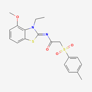 (E)-N-(3-ethyl-4-methoxybenzo[d]thiazol-2(3H)-ylidene)-2-tosylacetamide