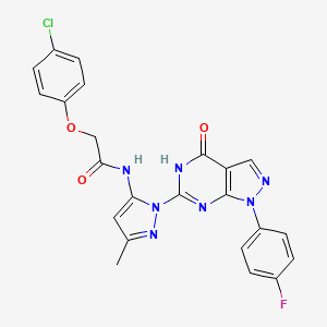 2-(4-chlorophenoxy)-N-(1-(1-(4-fluorophenyl)-4-oxo-4,5-dihydro-1H-pyrazolo[3,4-d]pyrimidin-6-yl)-3-methyl-1H-pyrazol-5-yl)acetamide