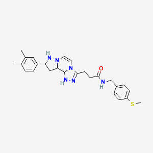 molecular formula C26H26N6OS B2502614 3-[11-(3,4-dimethylphenyl)-3,4,6,9,10-pentaazatricyclo[7.3.0.0^{2,6}]dodeca-1(12),2,4,7,10-pentaen-5-yl]-N-{[4-(methylsulfanyl)phenyl]methyl}propanamide CAS No. 1251573-57-5