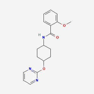 molecular formula C18H21N3O3 B2502618 2-methoxy-N-((1r,4r)-4-(pyrimidin-2-yloxy)cyclohexyl)benzamide CAS No. 2034247-69-1