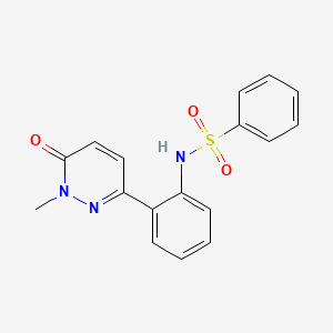 molecular formula C17H15N3O3S B2502621 N-(2-(1-methyl-6-oxo-1,6-dihydropyridazin-3-yl)phenyl)benzenesulfonamide CAS No. 1448045-27-9