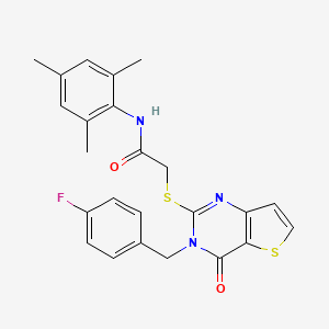 molecular formula C24H22FN3O2S2 B2502624 2-{[3-(4-fluorobenzyl)-4-oxo-3,4-dihydrothieno[3,2-d]pyrimidin-2-yl]sulfanyl}-N-(2,4,6-trimethylphenyl)acetamide CAS No. 1252916-80-5