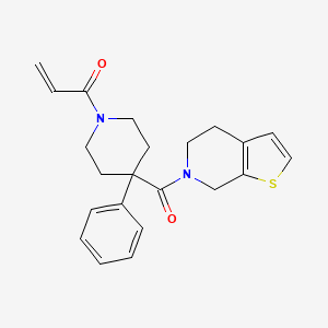 molecular formula C22H24N2O2S B2502635 1-[4-(5,7-Dihydro-4H-thieno[2,3-c]pyridine-6-carbonyl)-4-phenylpiperidin-1-yl]prop-2-en-1-one CAS No. 2201197-57-9