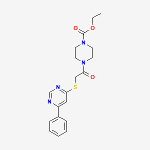 molecular formula C19H22N4O3S B2502639 Ethyl 4-(2-((6-phenylpyrimidin-4-yl)thio)acetyl)piperazine-1-carboxylate CAS No. 1203271-58-2