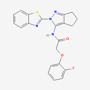 molecular formula C21H17FN4O2S B2502672 N-(2-(benzo[d]thiazol-2-yl)-2,4,5,6-tetrahydrocyclopenta[c]pyrazol-3-yl)-2-(2-fluorophenoxy)acetamide CAS No. 1171443-72-3
