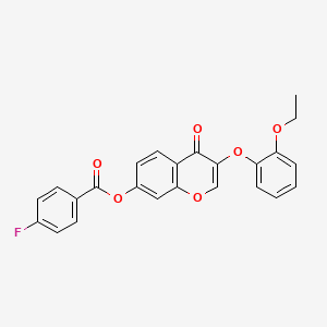 molecular formula C24H17FO6 B2502673 3-(2-乙氧基苯氧基)-4-氧代-4H-色烯-7-基4-氟苯甲酸酯 CAS No. 637753-06-1