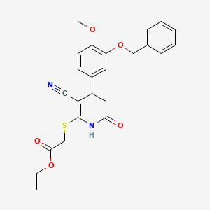 Ethyl 2-((4-(3-(benzyloxy)-4-methoxyphenyl)-3-cyano-6-oxo-1,4,5,6-tetrahydropyridin-2-yl)thio)acetate