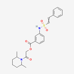 molecular formula C24H28N2O5S B2502685 2-(2,6-Dimethylpiperidin-1-yl)-2-oxoethyl 3-(2-phenylethenesulfonamido)benzoate CAS No. 727701-07-7