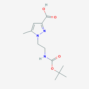 molecular formula C12H19N3O4 B2502691 5-甲基-1-[2-[(2-甲基丙烷-2-基)氧羰基氨基]乙基]吡唑-3-羧酸 CAS No. 2375268-62-3