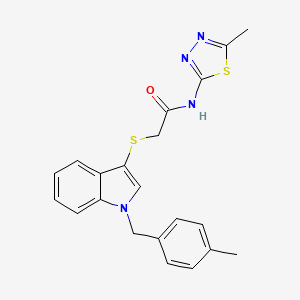 2-[1-[(4-methylphenyl)methyl]indol-3-yl]sulfanyl-N-(5-methyl-1,3,4-thiadiazol-2-yl)acetamide