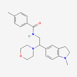 molecular formula C23H29N3O2 B2502707 4-methyl-N-(2-(1-methylindolin-5-yl)-2-morpholinoethyl)benzamide CAS No. 922088-84-4