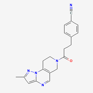 molecular formula C20H19N5O B2502709 4-(3-(2-甲基-8,9-二氢吡唑并[1,5-a]吡啶并[3,4-e]嘧啶-7(6H)-基)-3-氧代丙基)苯甲腈 CAS No. 1797287-89-8