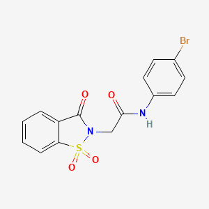 molecular formula C15H11BrN2O4S B2502715 N-(4-溴苯基)-2-(1,1,3-三氧代-1,2-苯并噻唑-2-基)乙酰胺 CAS No. 443108-39-2