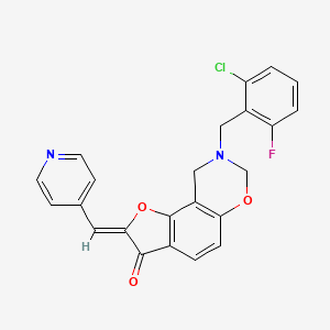 molecular formula C23H16ClFN2O3 B2502718 (Z)-8-(2-chloro-6-fluorobenzyl)-2-(pyridin-4-ylmethylene)-8,9-dihydro-2H-benzofuro[7,6-e][1,3]oxazin-3(7H)-one CAS No. 951934-92-2