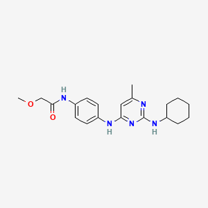 molecular formula C20H27N5O2 B2502731 N-(4-((2-(环己基氨基)-6-甲基嘧啶-4-基)氨基)苯基)-2-甲氧基乙酰胺 CAS No. 1219903-84-0