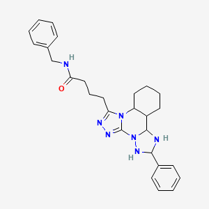 molecular formula C27H23N7O B2502735 N-benzyl-4-{9-phenyl-2,4,5,7,8,10-hexaazatetracyclo[10.4.0.0^{2,6}.0^{7,11}]hexadeca-1(16),3,5,8,10,12,14-heptaen-3-yl}butanamide CAS No. 902445-08-3