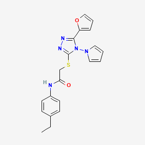 B2502746 N-(4-ethylphenyl)-2-{[5-(furan-2-yl)-4-(1H-pyrrol-1-yl)-4H-1,2,4-triazol-3-yl]sulfanyl}acetamide CAS No. 886935-63-3